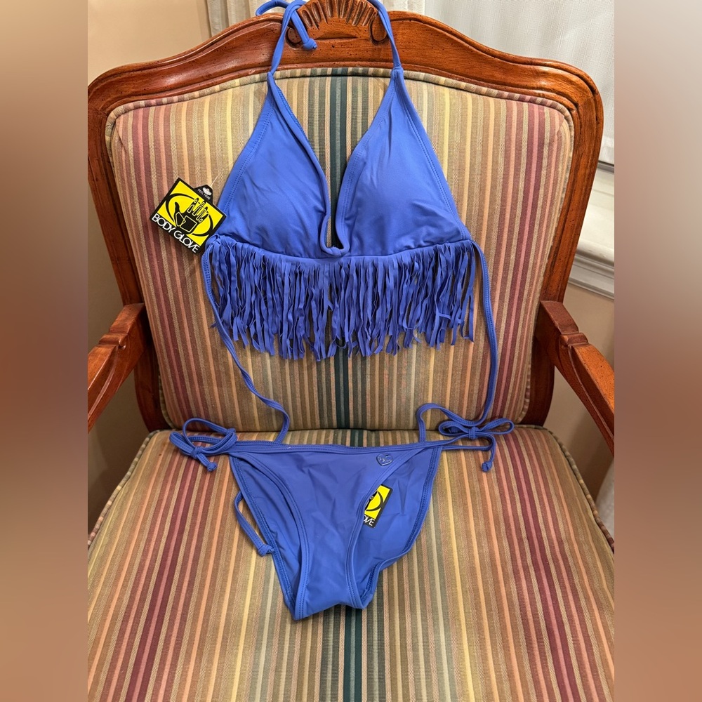 NWT Body Glove Bikini with Fringe Detail in Blue Size XS